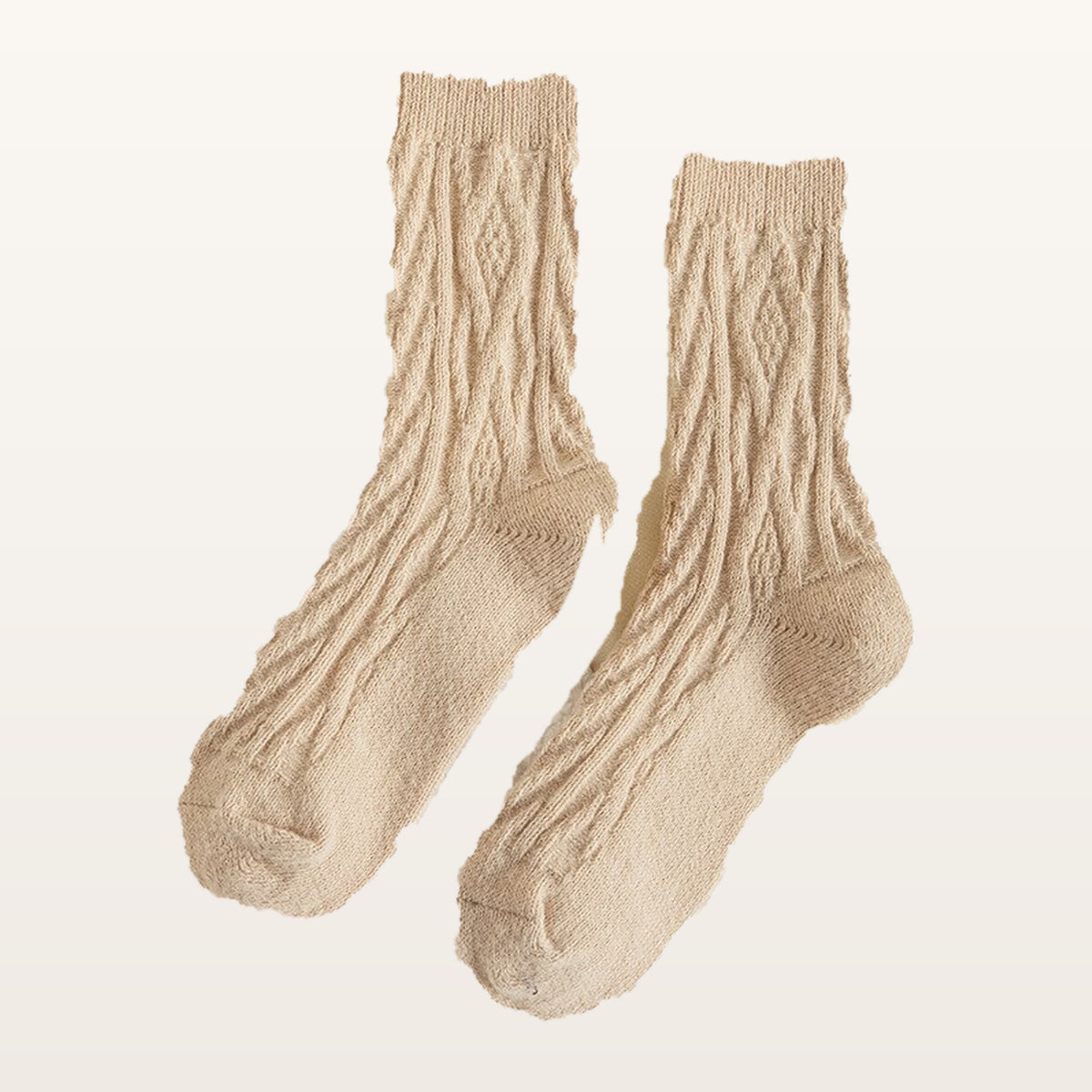 Paire de chaussettes tricotées camel à petites torsades