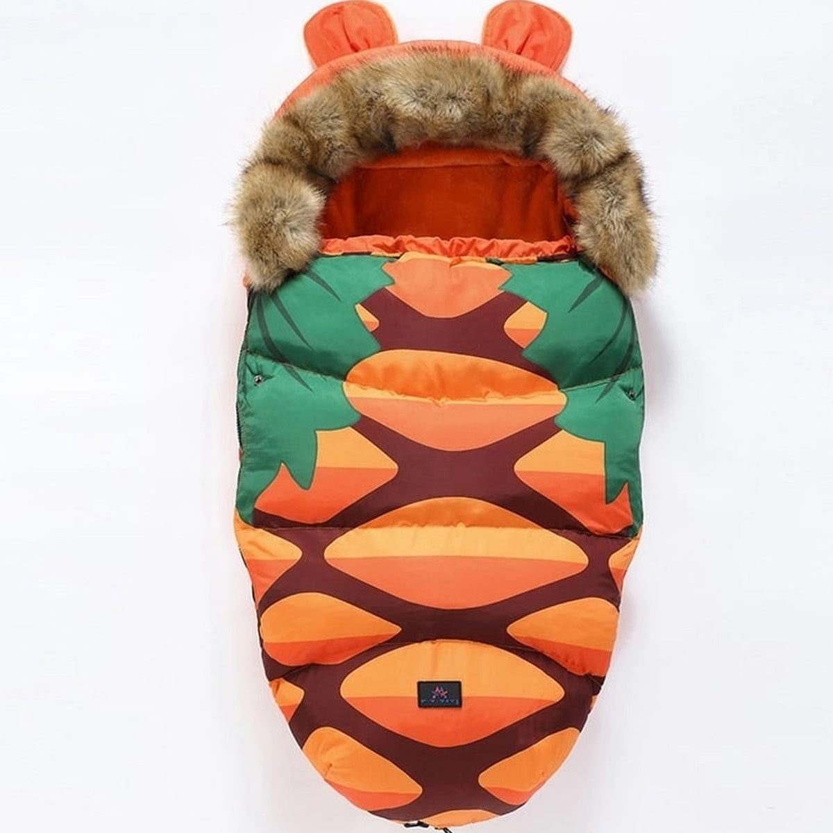 Gigoteuse chaude bébé à capuche, variante motif ananas, sans contour