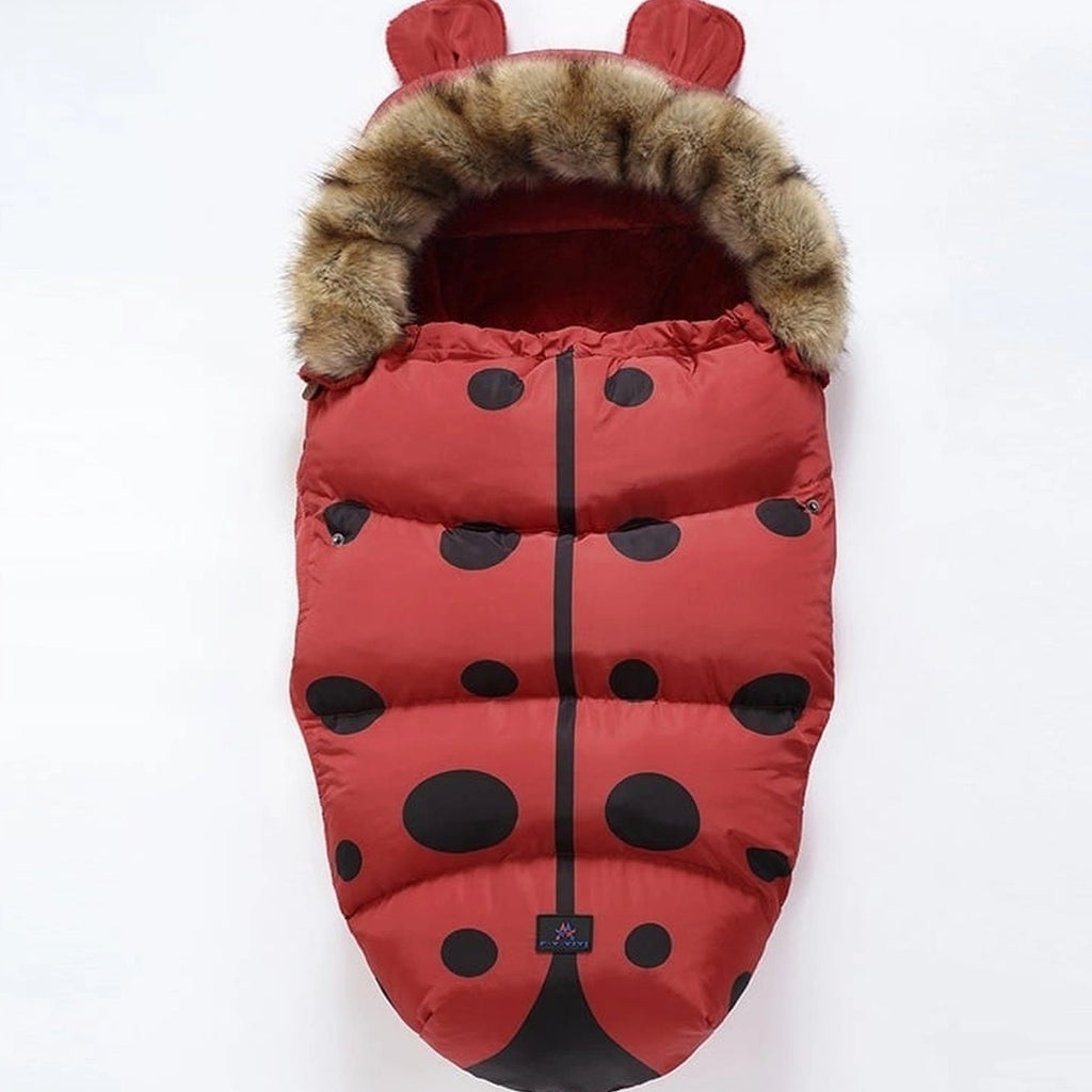 Gigoteuse chaude bébé à capuche, variante motif coccinelle, sans contour