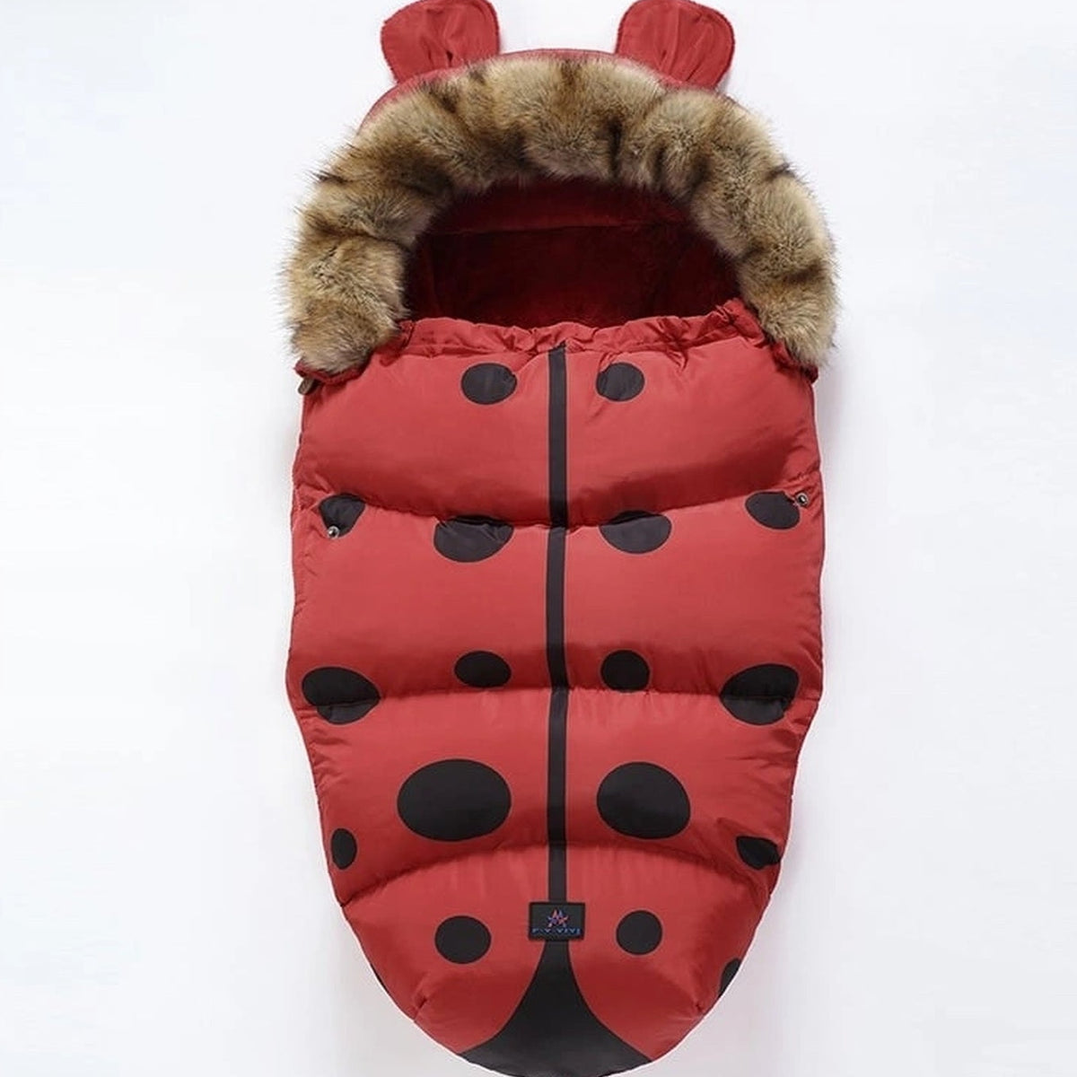 Gigoteuse chaude bébé à capuche, variante motif coccinelle, sans contour