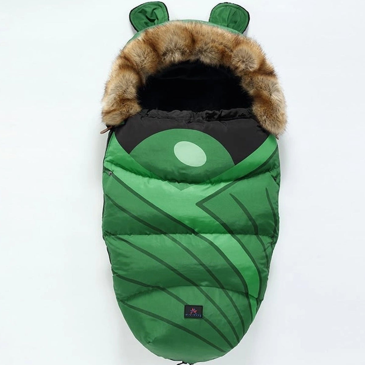 Gigoteuse chaude bébé à capuche, variante motif vert, sans contour