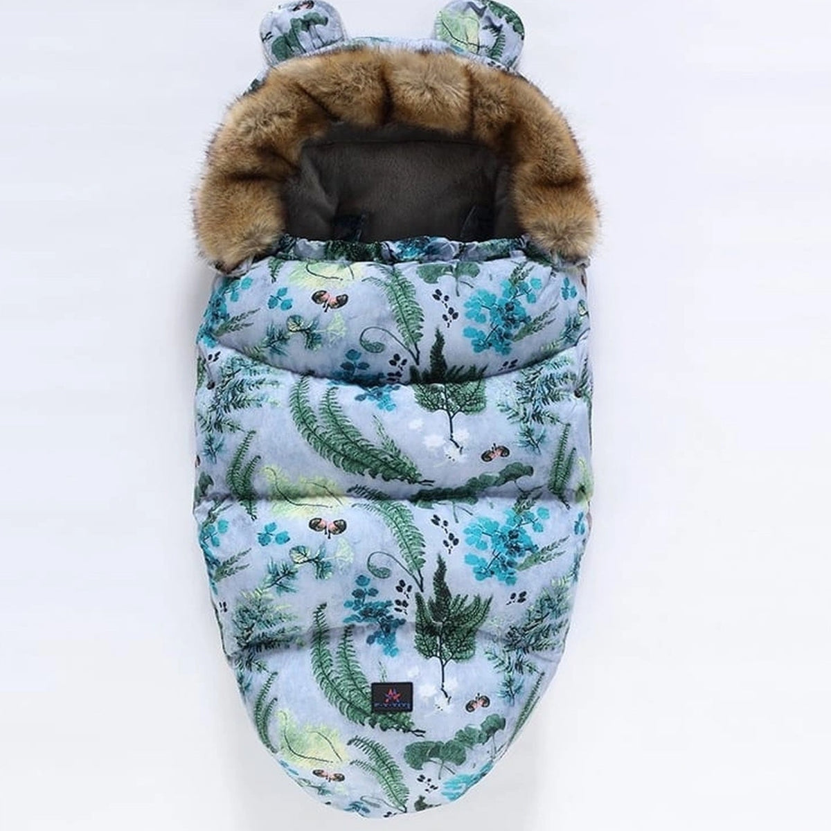 Gigoteuse chaude bébé à capuche, variante motifs végétation, sans contour