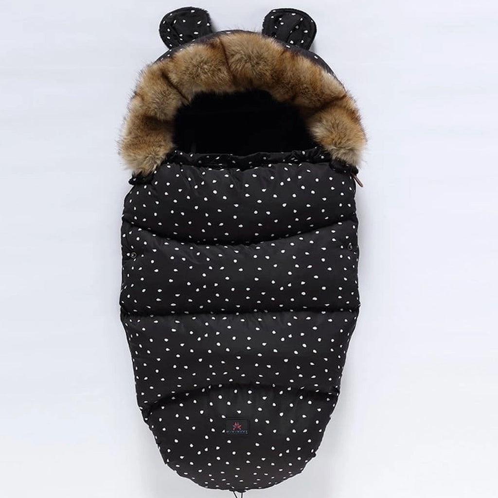 Gigoteuse chaude bébé à capuche, variante noir et blanc, sans contour