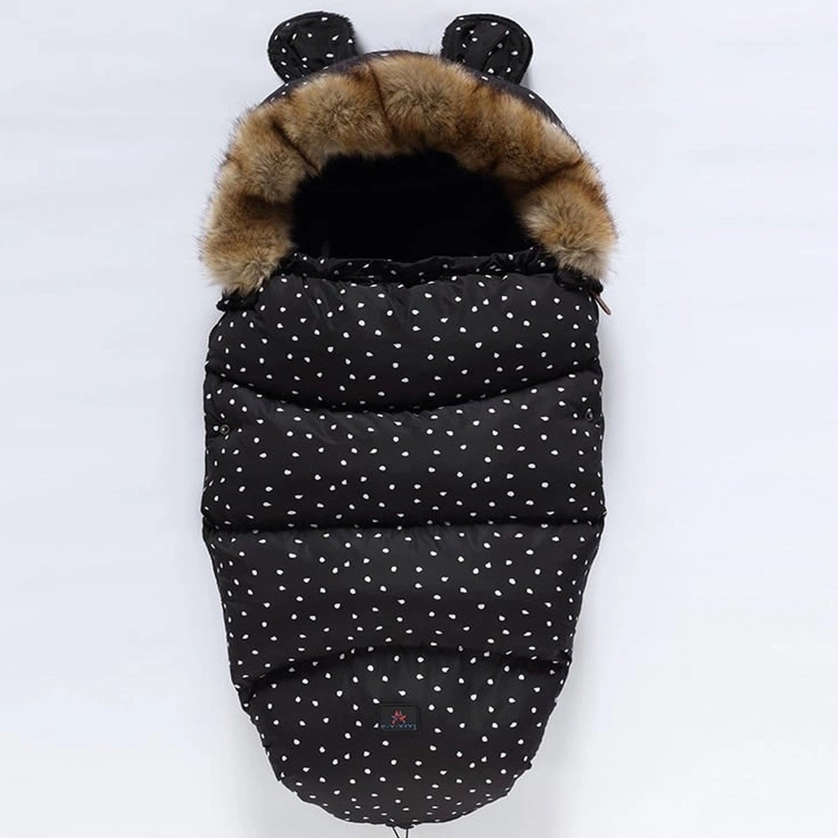 Gigoteuse chaude bébé à capuche, variante noir et blanc, sans contour