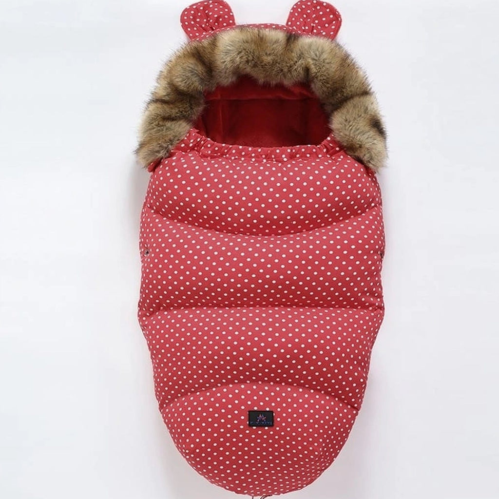 Gigoteuse chaude bébé à capuche, variante rouge et blanc, sans contour