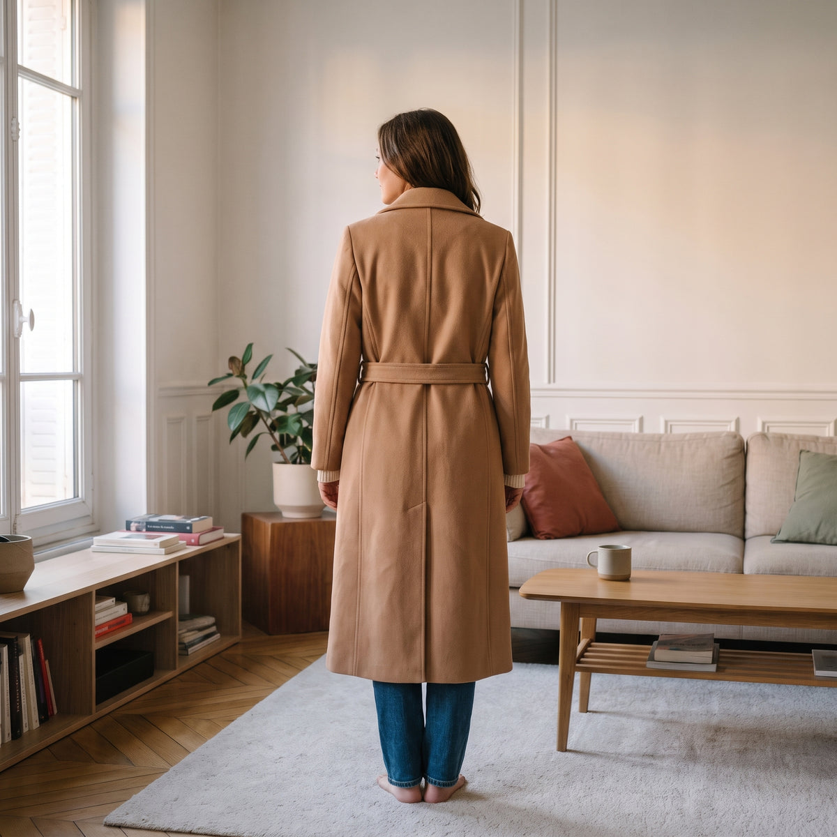 Le tombé du manteau vu de dos Image