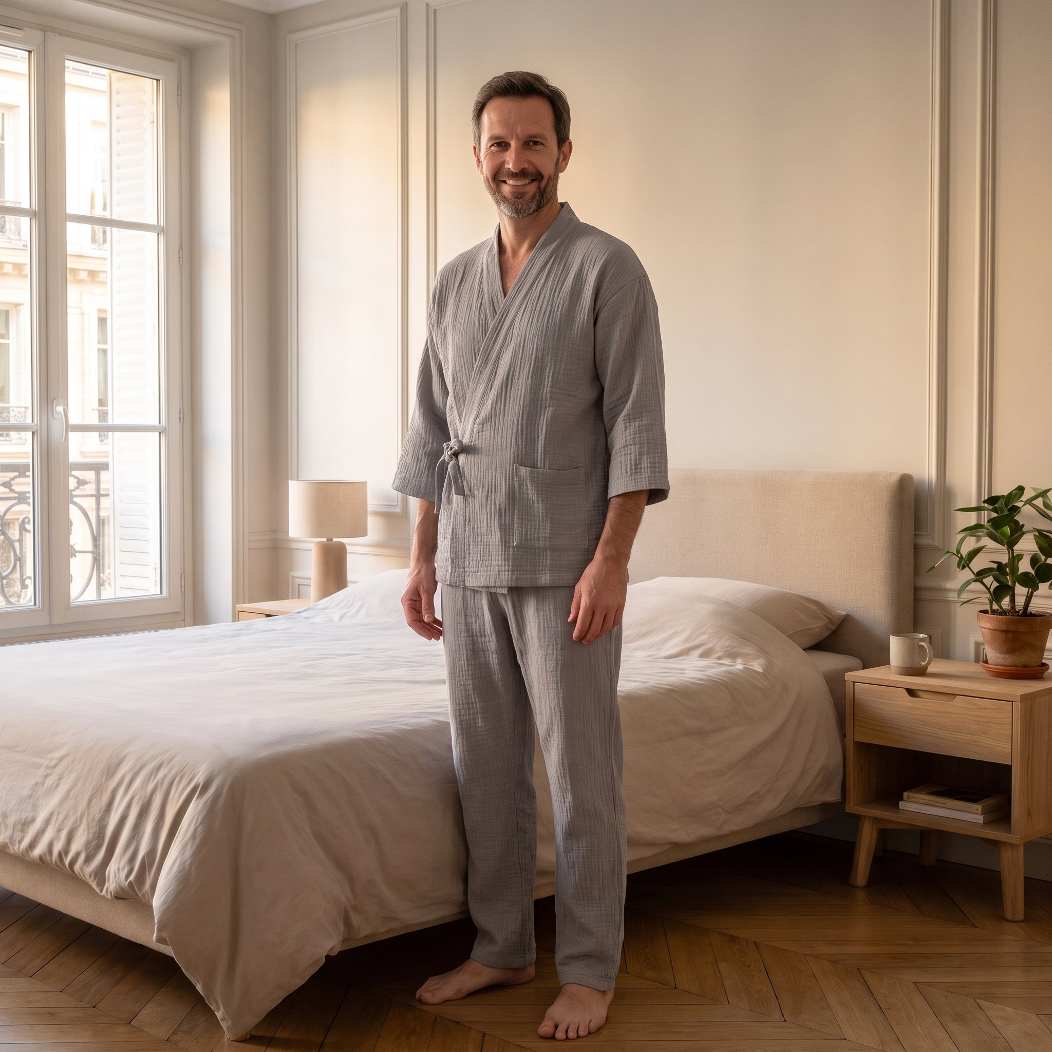 Coupe ample du pyjama kimono, vue en pied Image