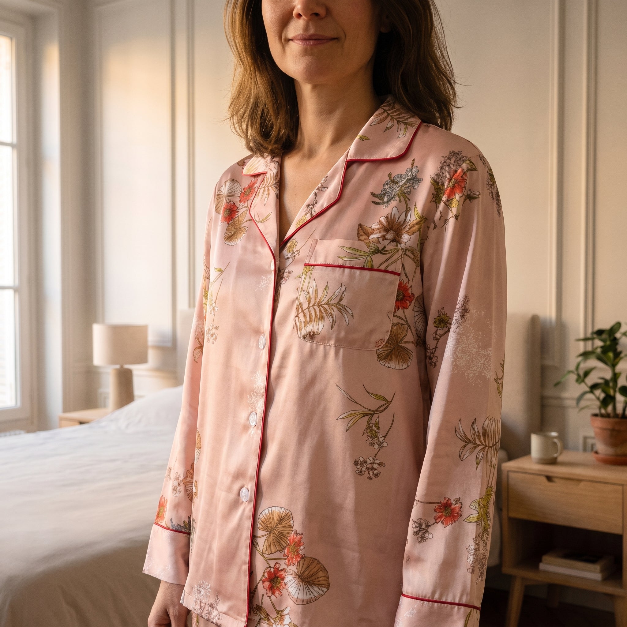Col cranté et boutonnage du haut de pyjama femme Image
