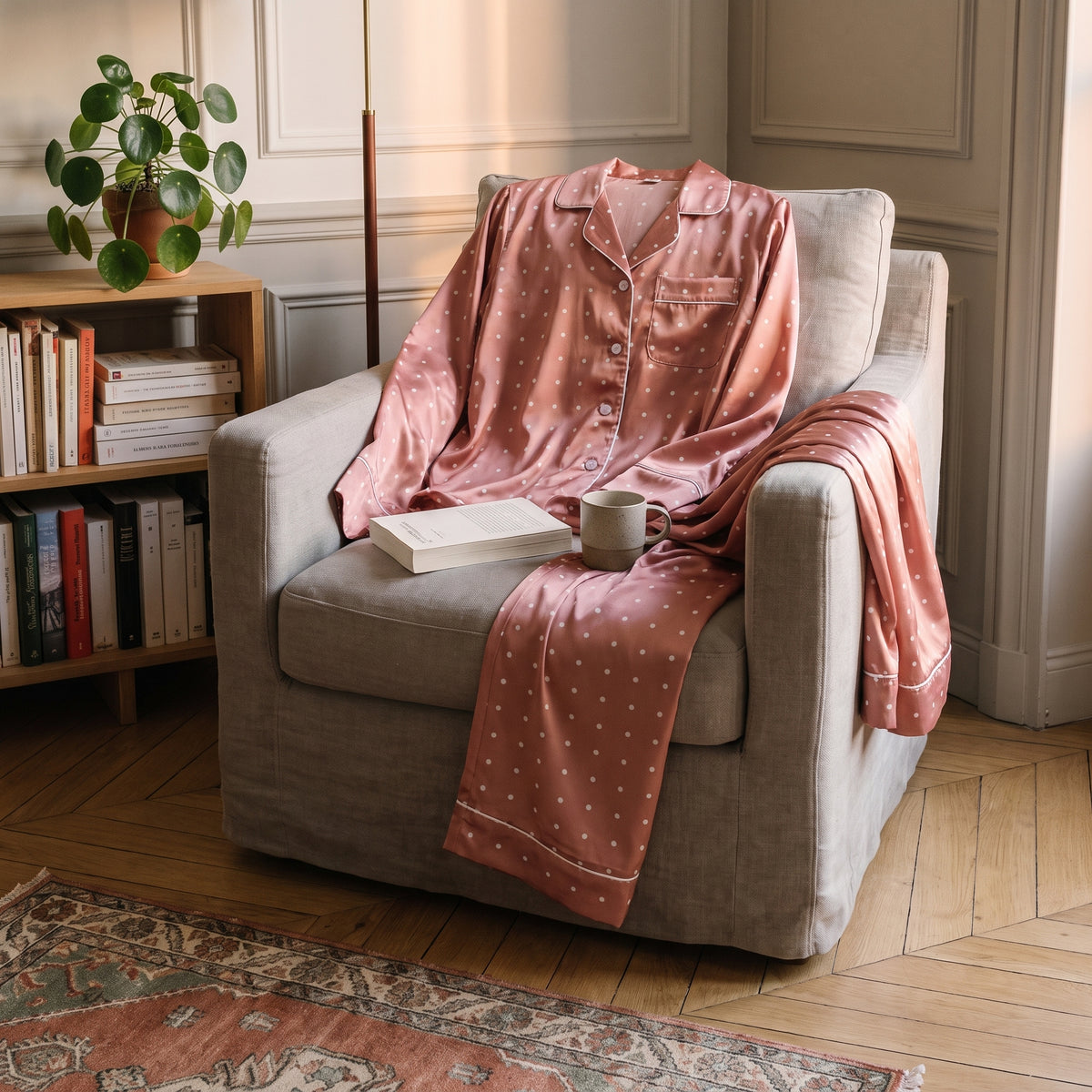 Détail du satin imprimé du pyjama léger femme Image