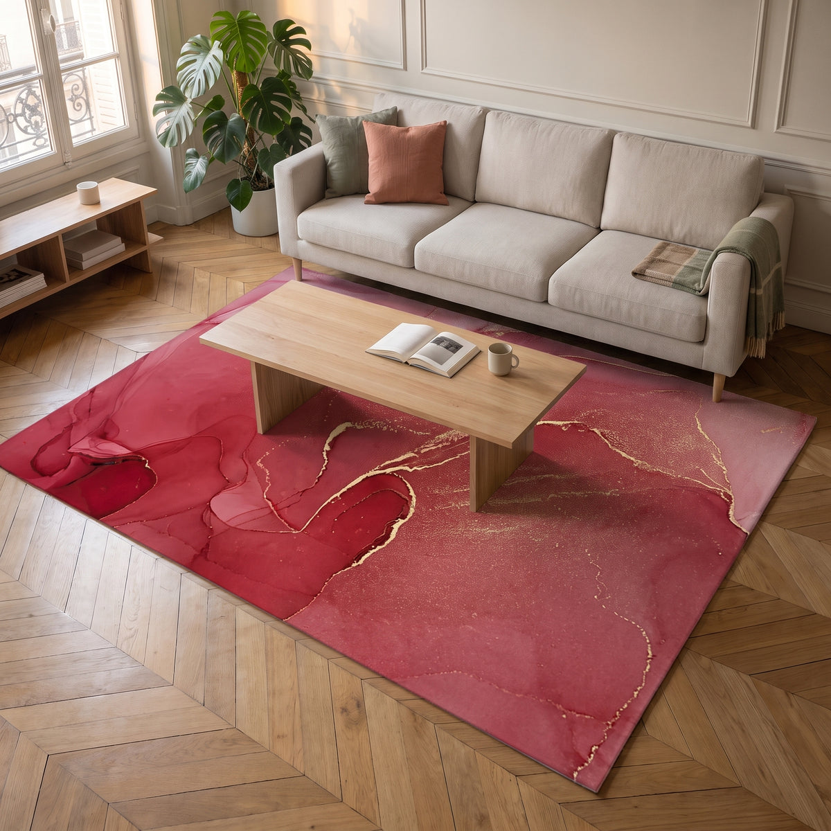 Le motif du tapis rouge lu en entier au sol Image
