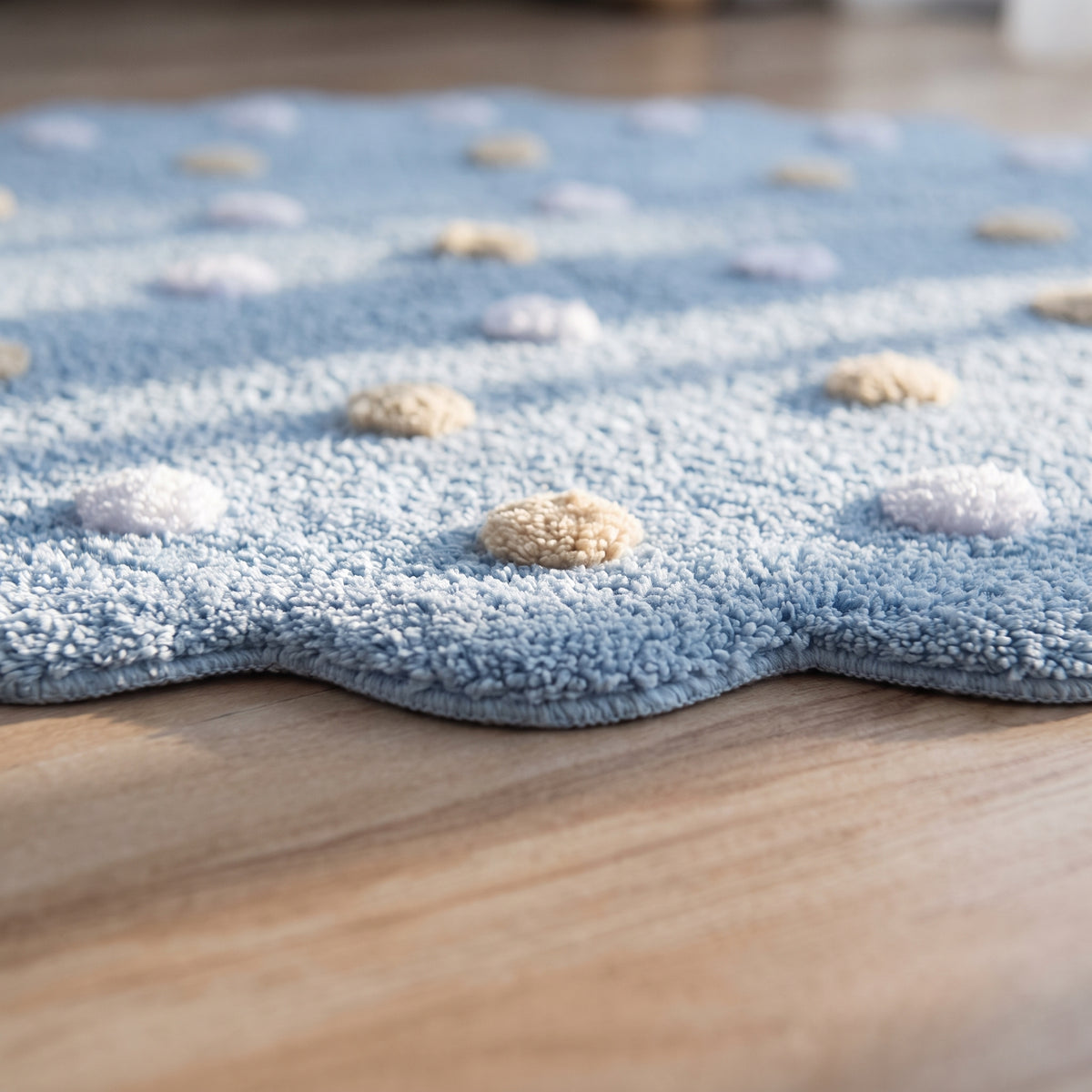 Velours de coton ras et pois tuftés en relief du tapis rond Image