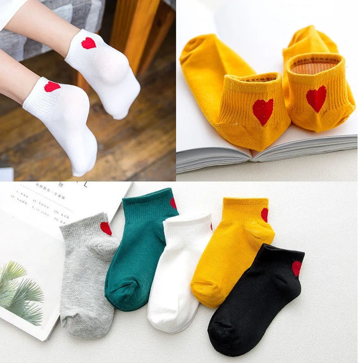 Chaussettes de sport à motif cœur, lot de dix paires