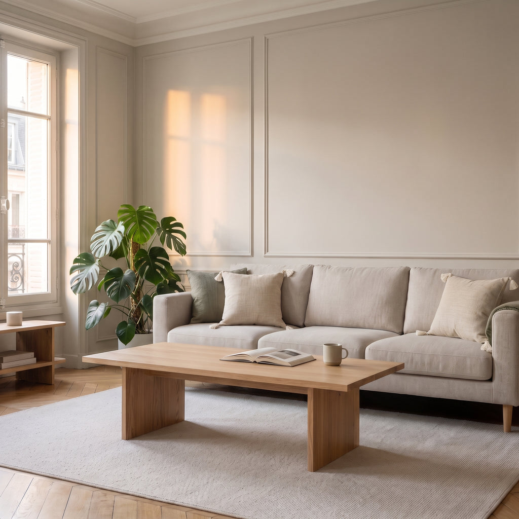 Housse de coussin en coton et chanvre blanche