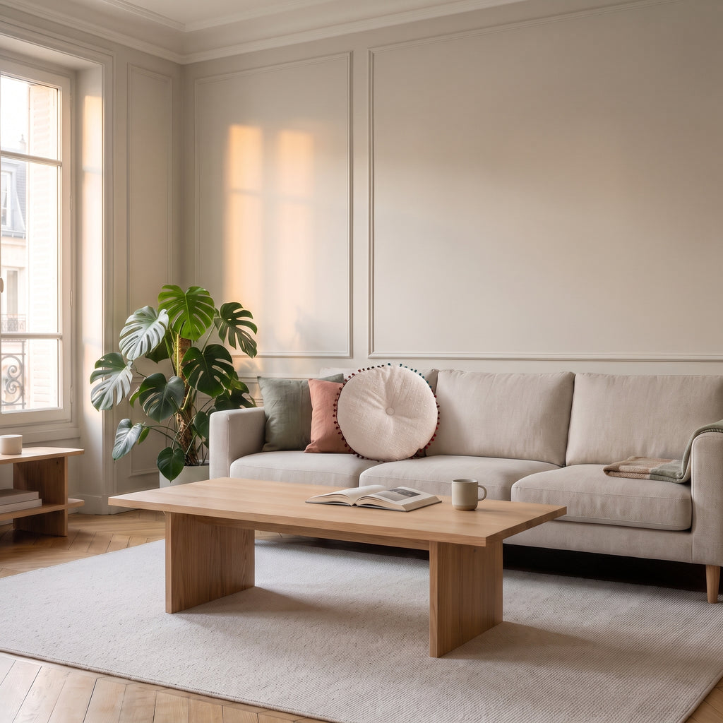 Coussin rond blanc à pompons