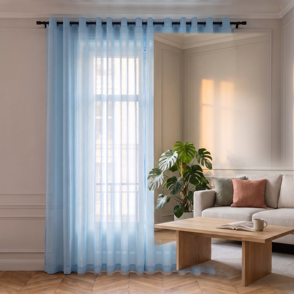 Voilage en tulle transparent, sept coloris Bleu clair