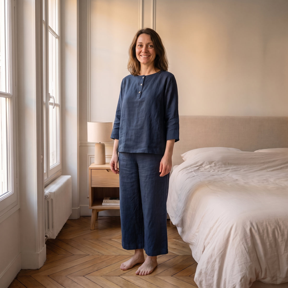 Ensemble femme en coton et lin Bleu marine