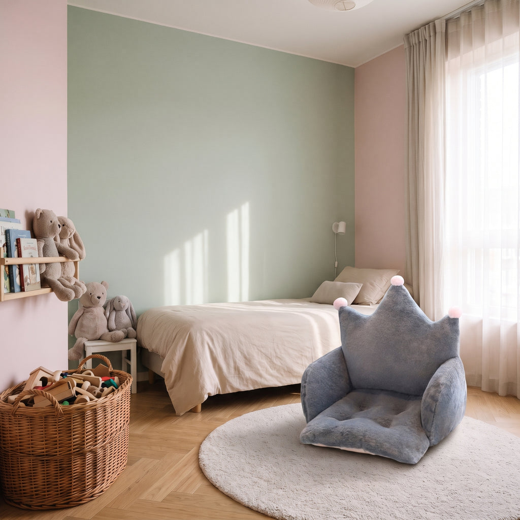 Coussin de chaise enfant gris à dossier couronne