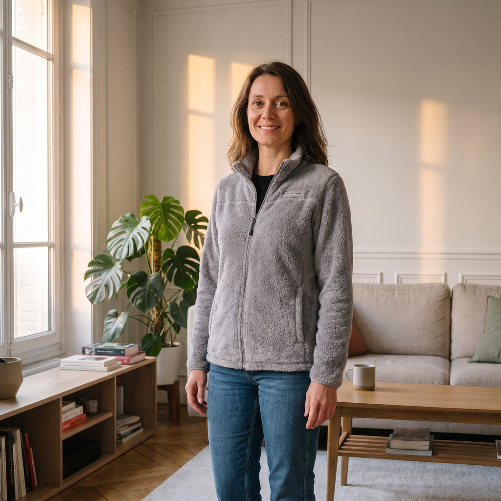 Veste polaire femme zippée en gris