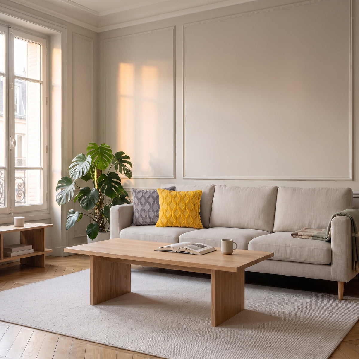 Housse de coussin à poils longs jaune foncé