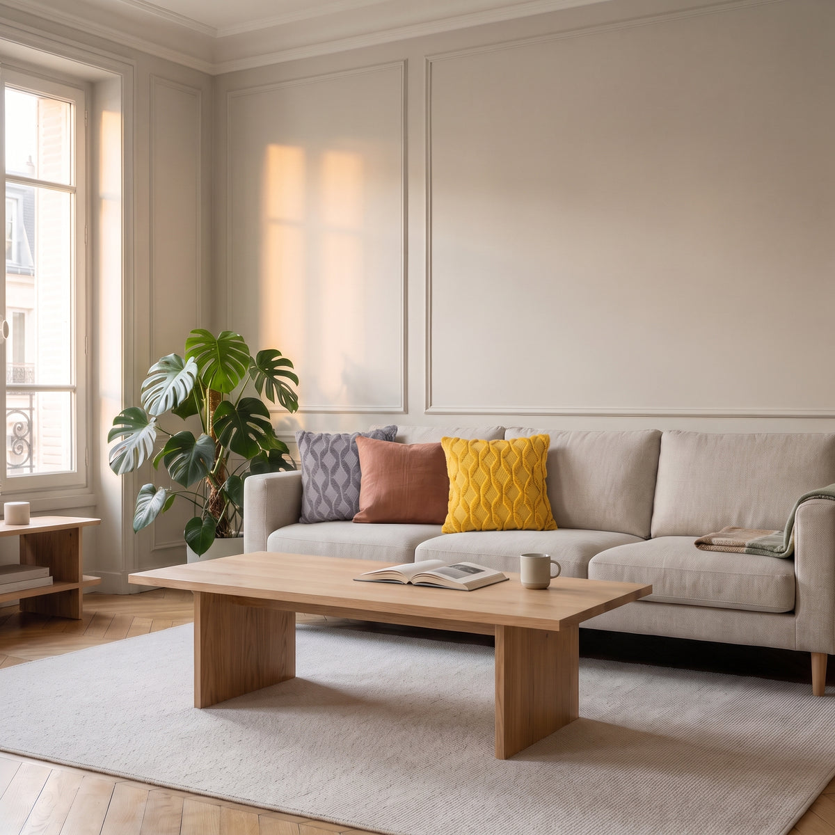 Housse de coussin à poils longs jaune