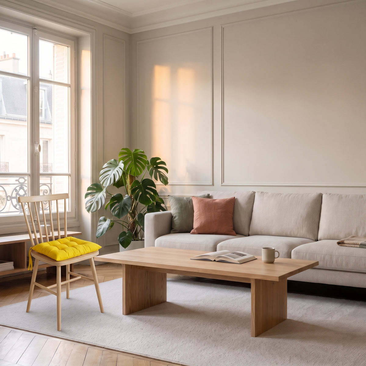 Coussin de chaise matelassé jaune