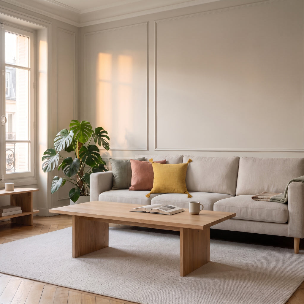 Housse de coussin en coton et chanvre jaune