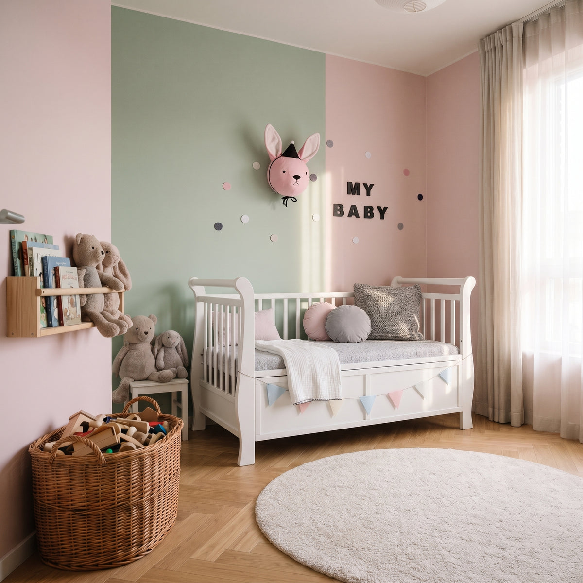 Tête d'animal en peluche à accrocher Lapin