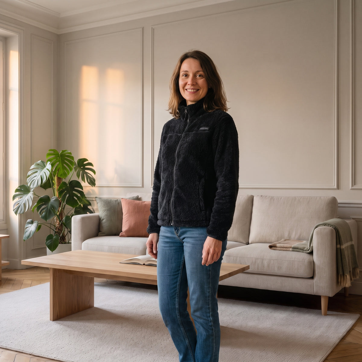Veste polaire femme zippée en noir