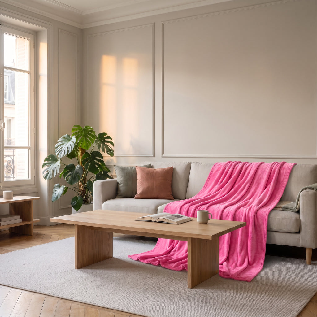 Plaid en flanelle pastèque jeté sur un canapé
