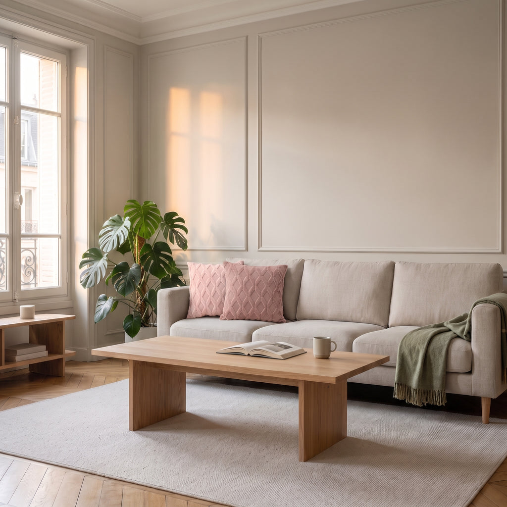 Housse de coussin à poils longs rose pâle