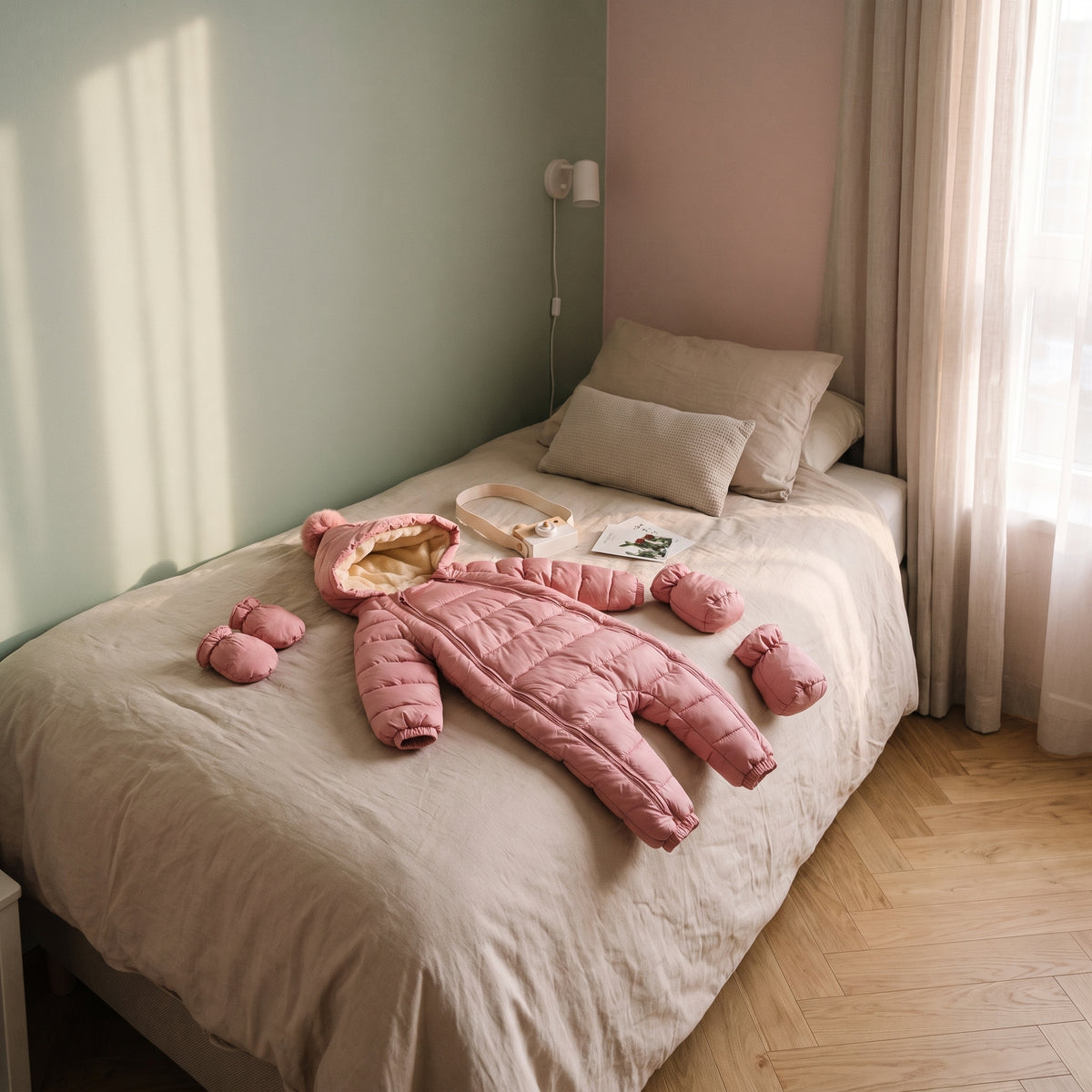 Combinaison doudoune rose pour bébé