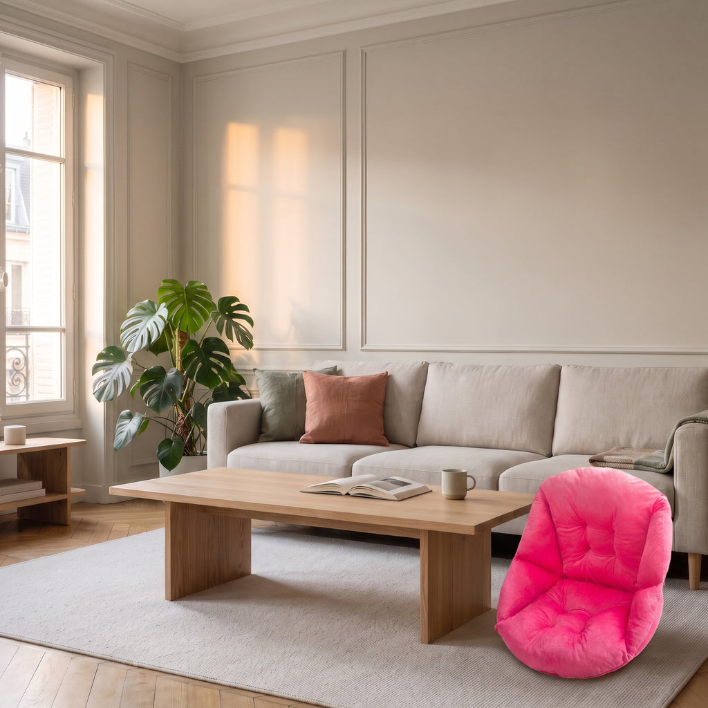 Coussin de sol rose à dossier
