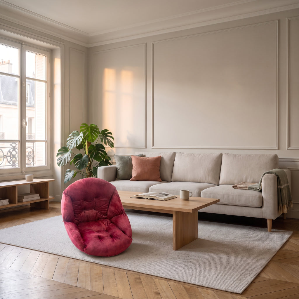 Coussin de sol rouge à dossier