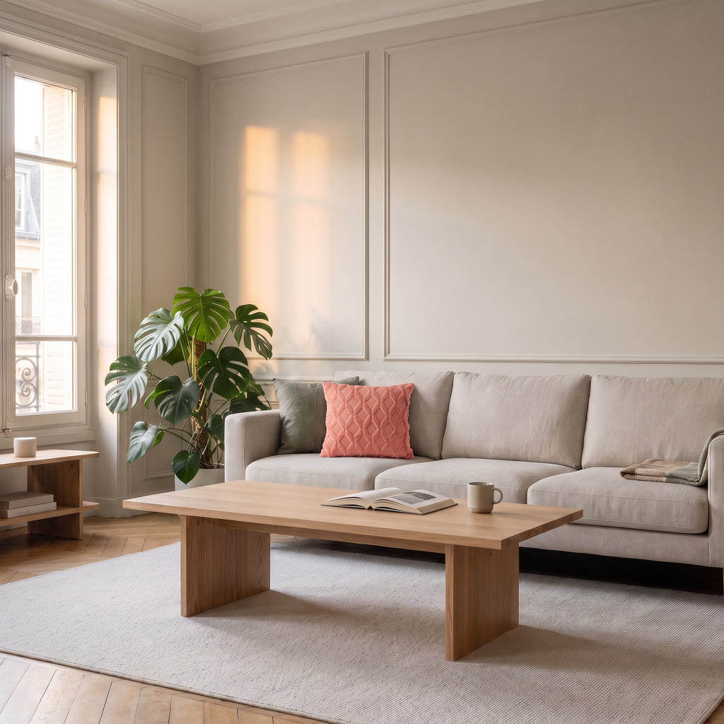 Housse de coussin à poils longs saumon