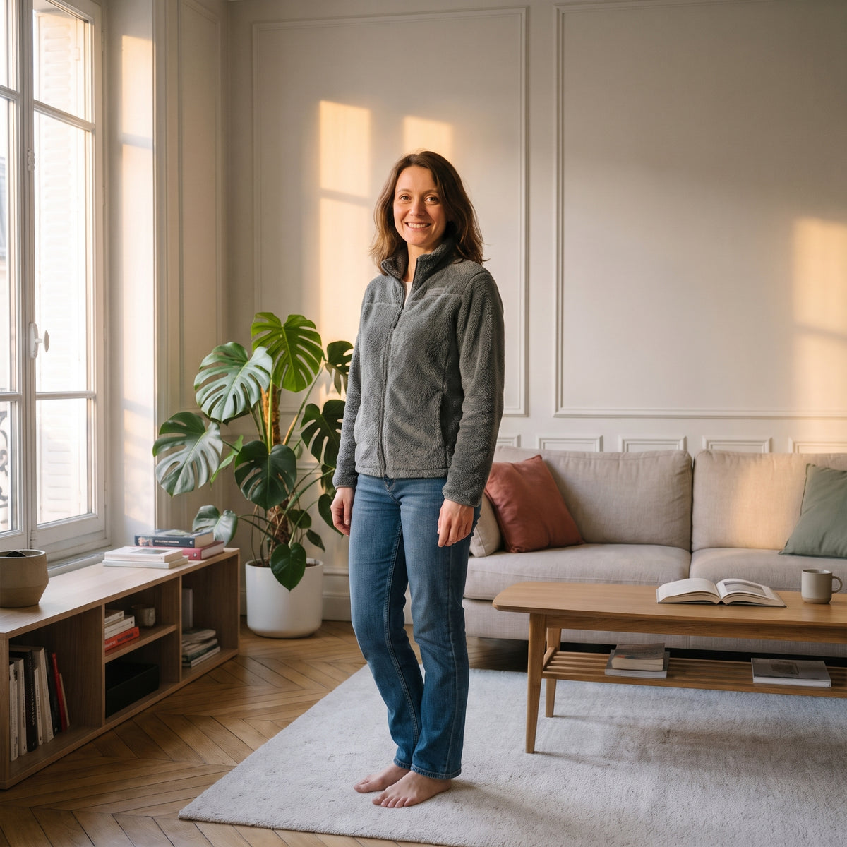 Veste polaire femme zippée en vert sauge