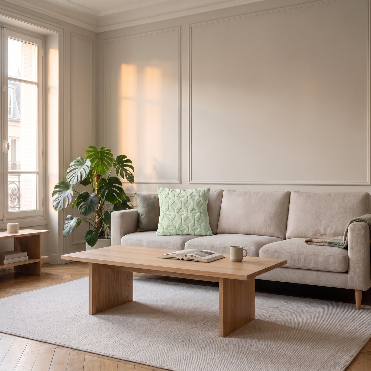 Housse de coussin à poils longs verte