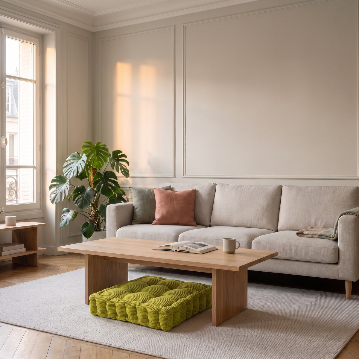 Coussin de sol carré vert