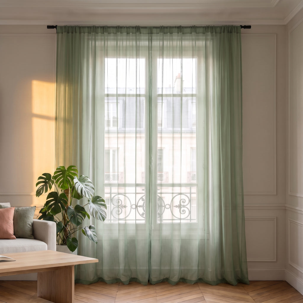 Voilage en tulle transparent, sept coloris Vert
