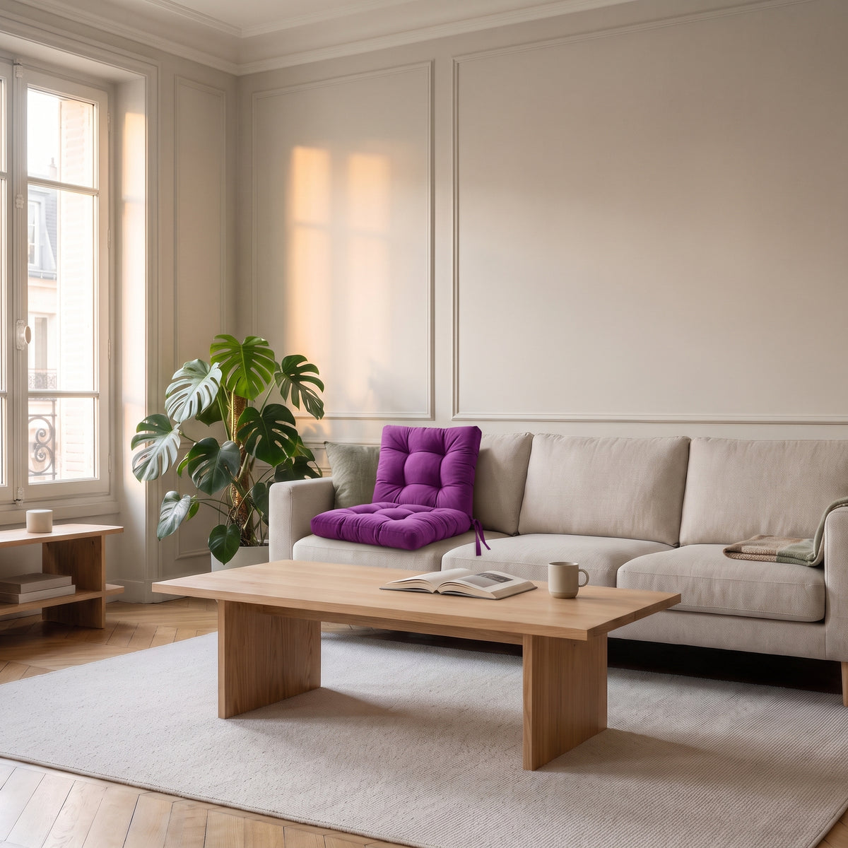 Coussin de chaise matelassé violet