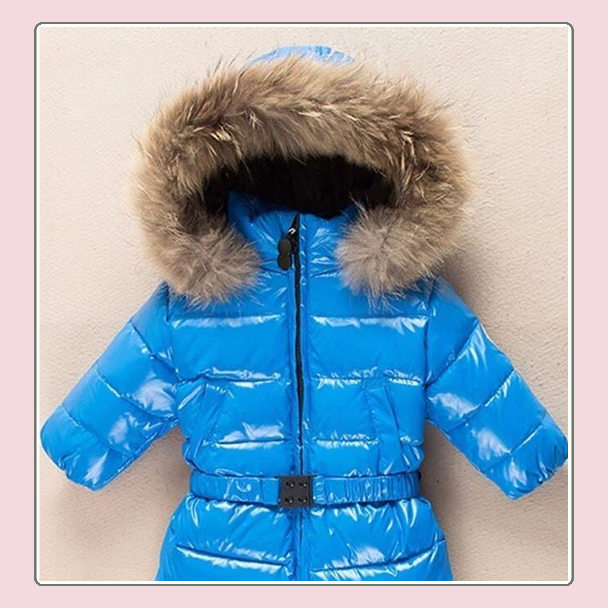 Poches zippées, tirette et ceinture de la combinaison bébé bleu royal Image