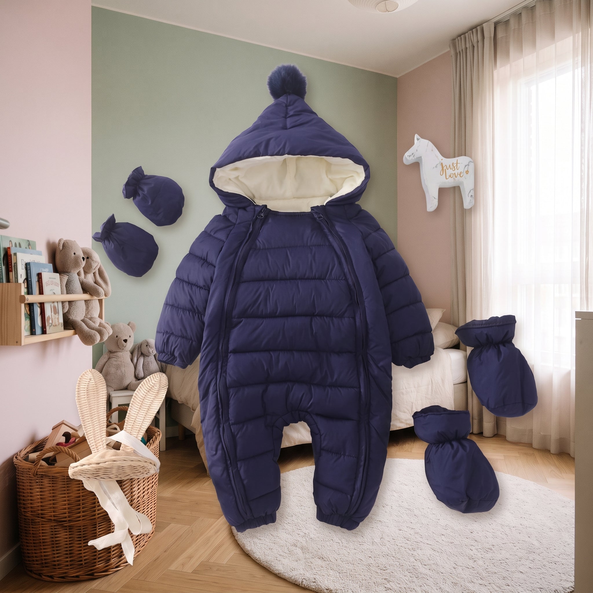 Combinaison doudoune bleue pour bébé, vue seule Image