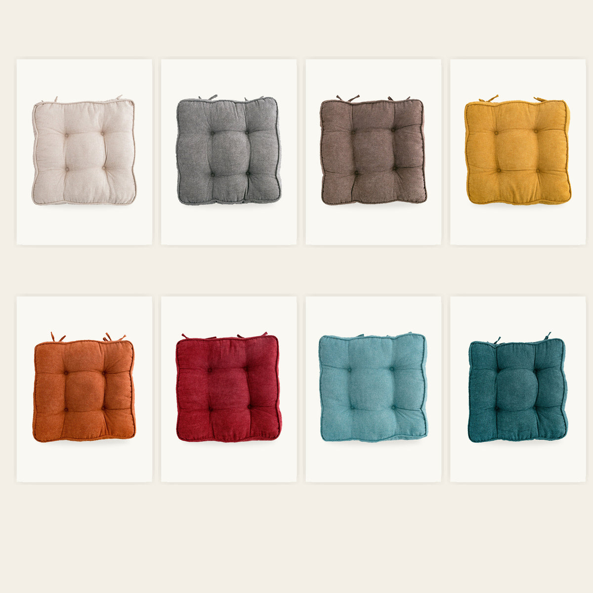 Huit coloris du coussin capitonné carré