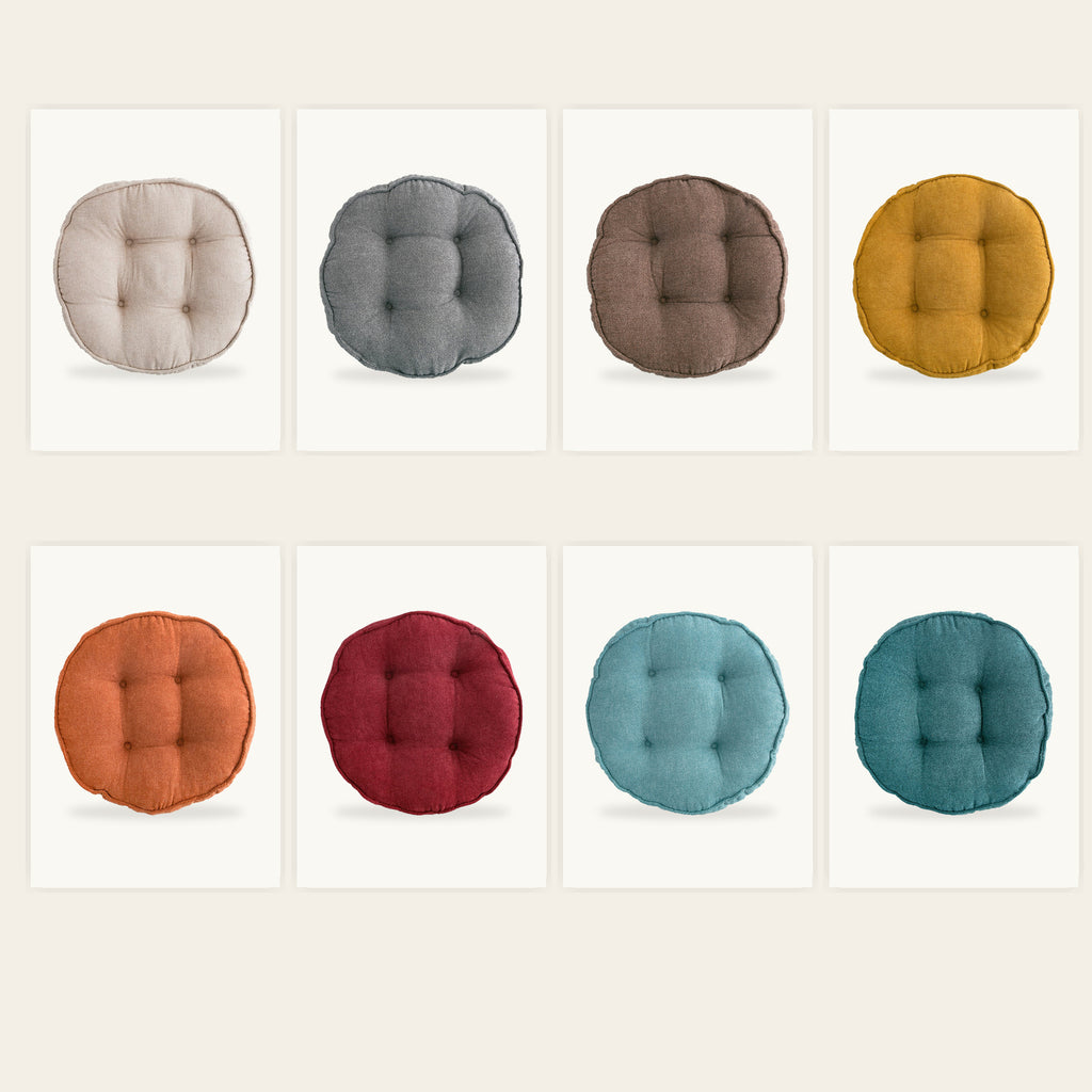 Huit coloris du coussin capitonné rond