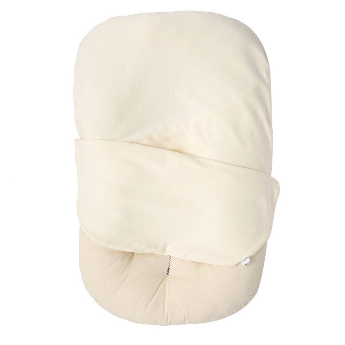 Coussin cocon bébé beige replié vu de face
