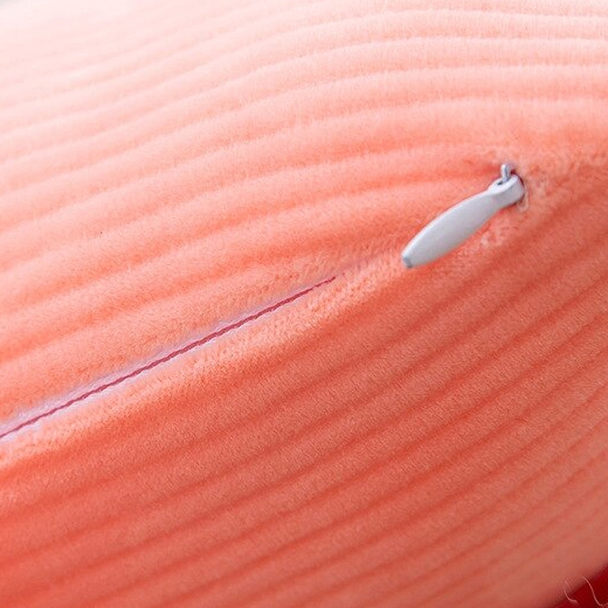 Gros plan sur la surface côtelée rose et la fermeture d'un pétale du coussin fleur