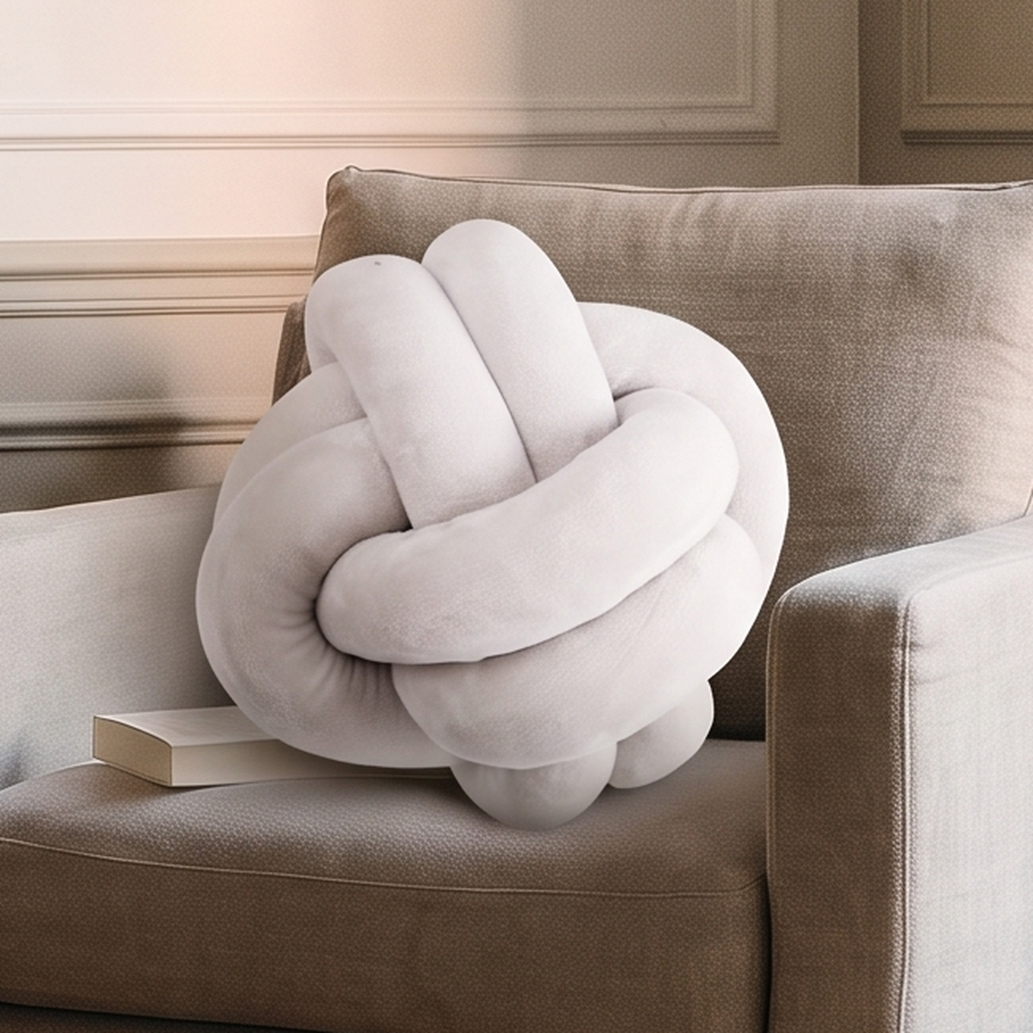 Coussin nœud marin blanc en velours Image