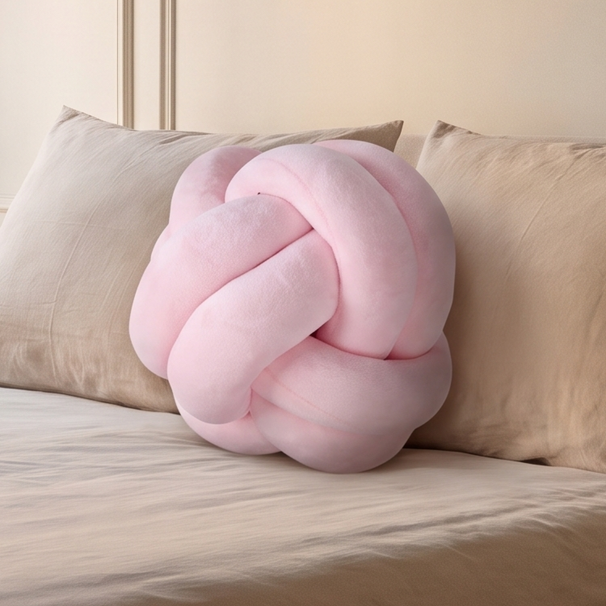 Coussin nœud marin rose sur un lit Image