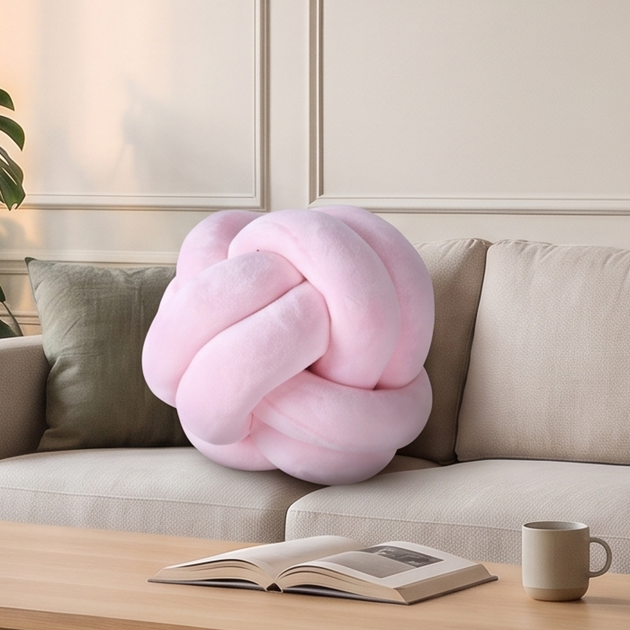 Coussin nœud marin rose en velours Image