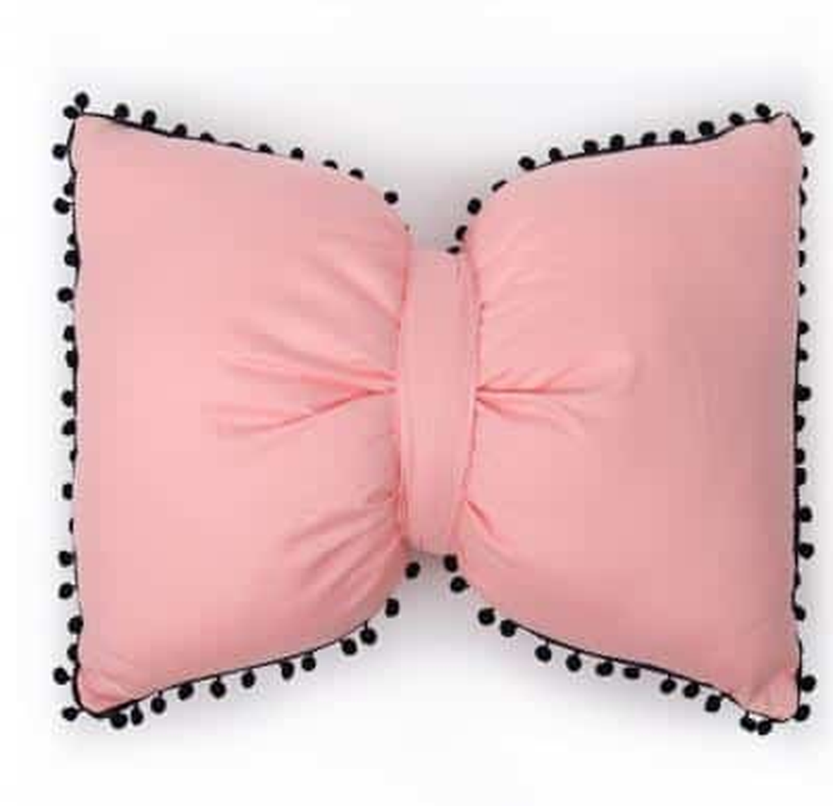 Coussin nœud papillon rose corail sur fond clair