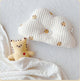 Coussin nuage blanc modèle 3 à motifs chats jaunes